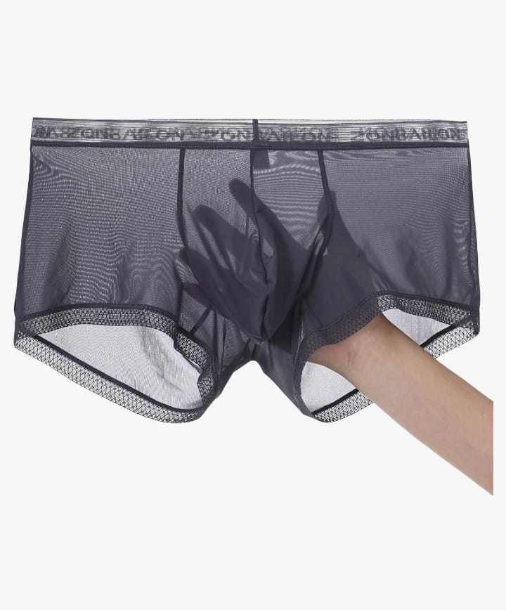 Men's Breathable Ice Silk Men's Boxer Briefs See-Through Underwear Trunk Transparent Stretch